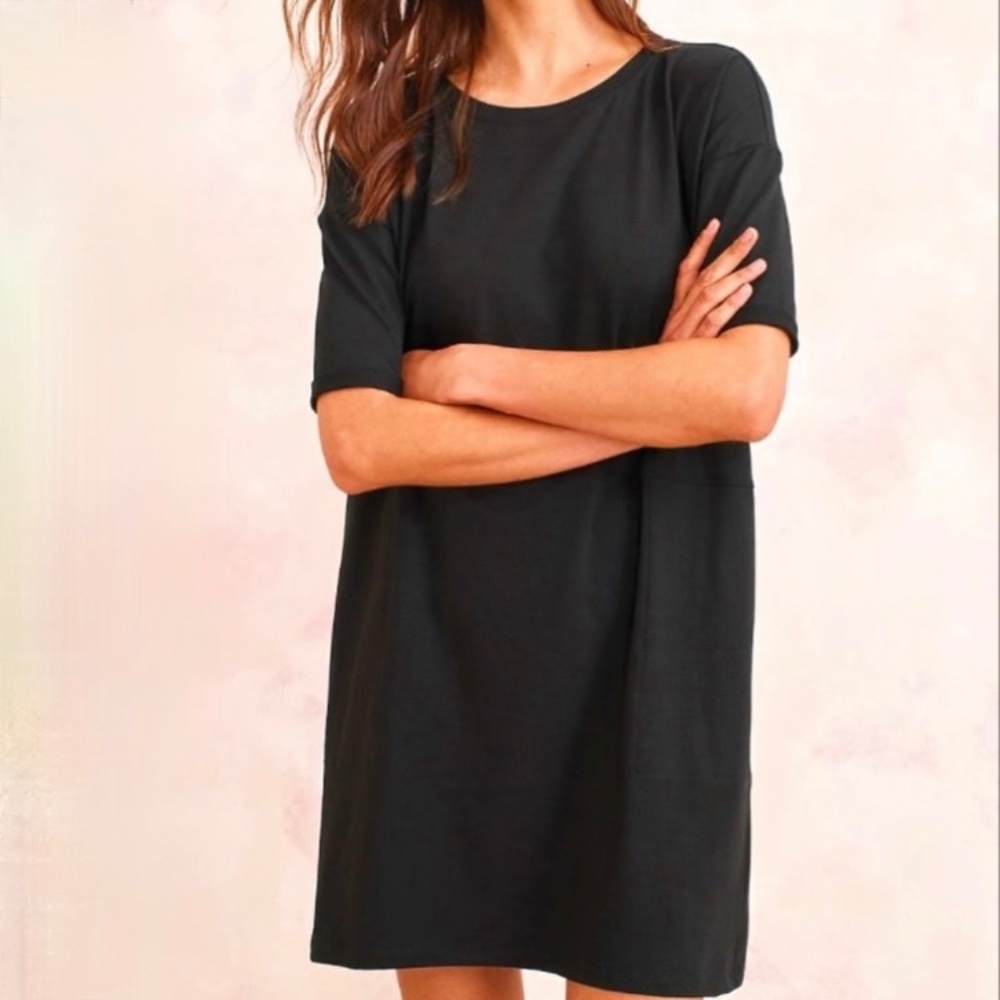 Eileen Fisher Cotton Dress Black Size Small Petite